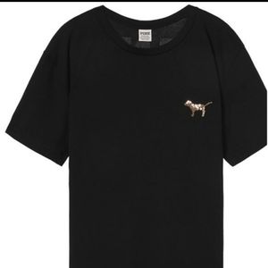 PINK Victorias Secret BLING TEE SHIRT SEQUINS XXL campus oversized BRAND NWT